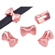 Metalen schuifkralen strikje ± 7x10mm Rose gold